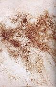 Funf studies of grotesque faces LEONARDO da Vinci